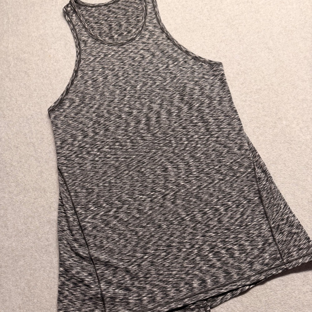 Lululemon Goal Up High Neck Space Dye Racerback Tank Top Split Back Black White - Picture 3 of 9